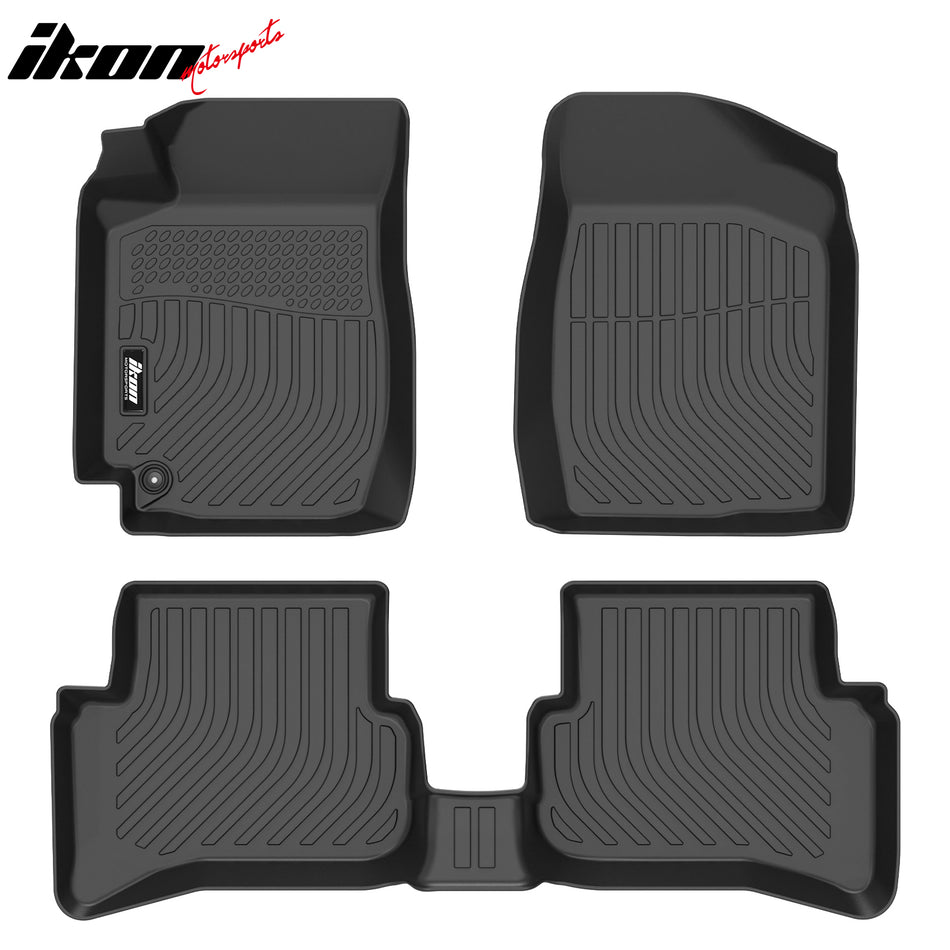 IKON MOTORSPORTS 3D Molded TPE Floor Mats + Window Visors, Compatible with 1998-2002 Toyota Corolla Sedan, Black All Season Custom Waterproof Non-Slip Floor Liners, Front 2nd Row Accessories 7PCS