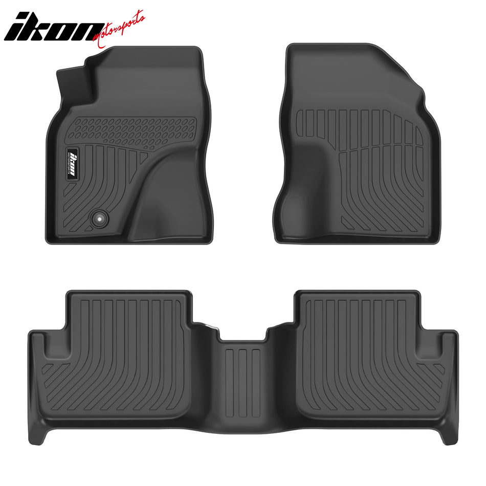IKON MOTORSPORTS 3D Molded TPE Floor Mats + Window Visors, Compatible with 2001-2005 Toyota RAV4, Black All Season Custom Waterproof Non-Slip Floor Liners, Front 2nd Row Accessories 7PCS