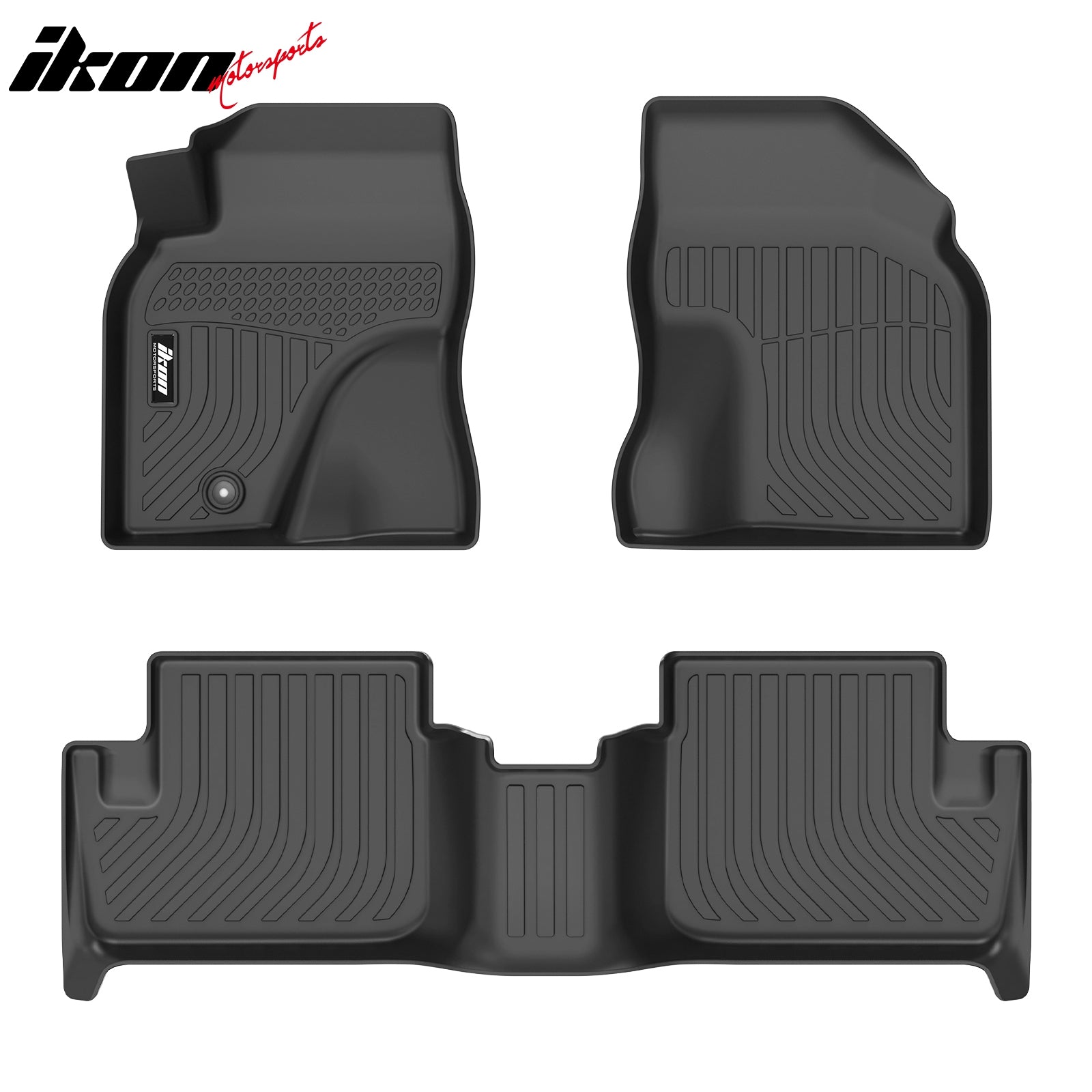 IKON MOTORSPORTS 3D Molded TPE Floor Mats + Window Visors, Compatible with 2001-2005 Toyota RAV4, Black All Season Custom Waterproof Non-Slip Floor Liners, Front 2nd Row Accessories 7PCS