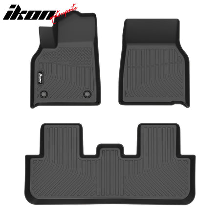 IKON MOTORSPORTS 3D Molded TPE Cargo Trunk Liner + Front + Rear Storage + Floor Mats, Compatible with 2026 Tesla Model Y Juniper 5-Seats, All Weather Protection Heavy Duty Trunk Tray Cargo Mats, 6PCS