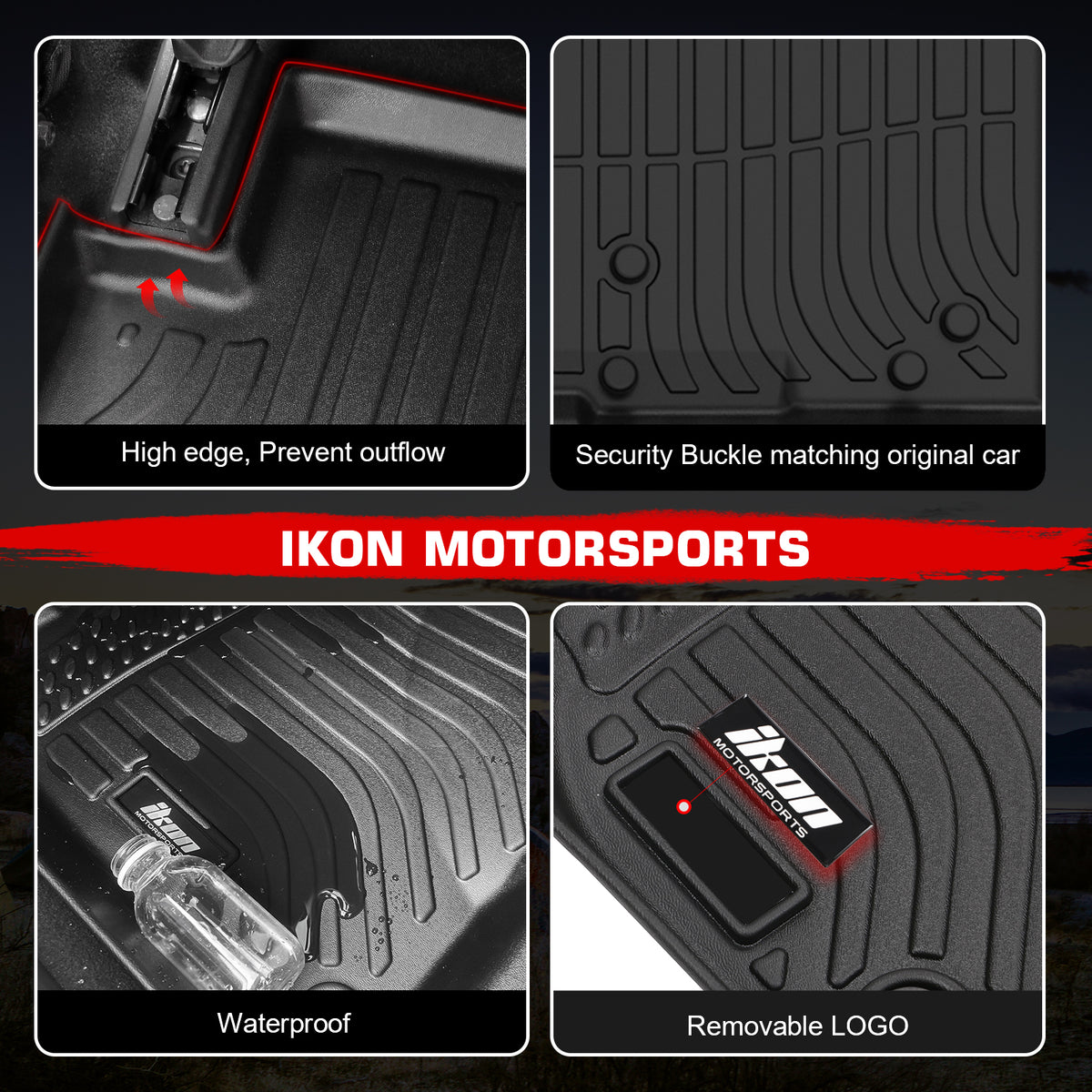 Fits 05-15 Toyota Tacoma Crew Cab 3D Anti-Slip Floor Mats All Weather TPE Carpet