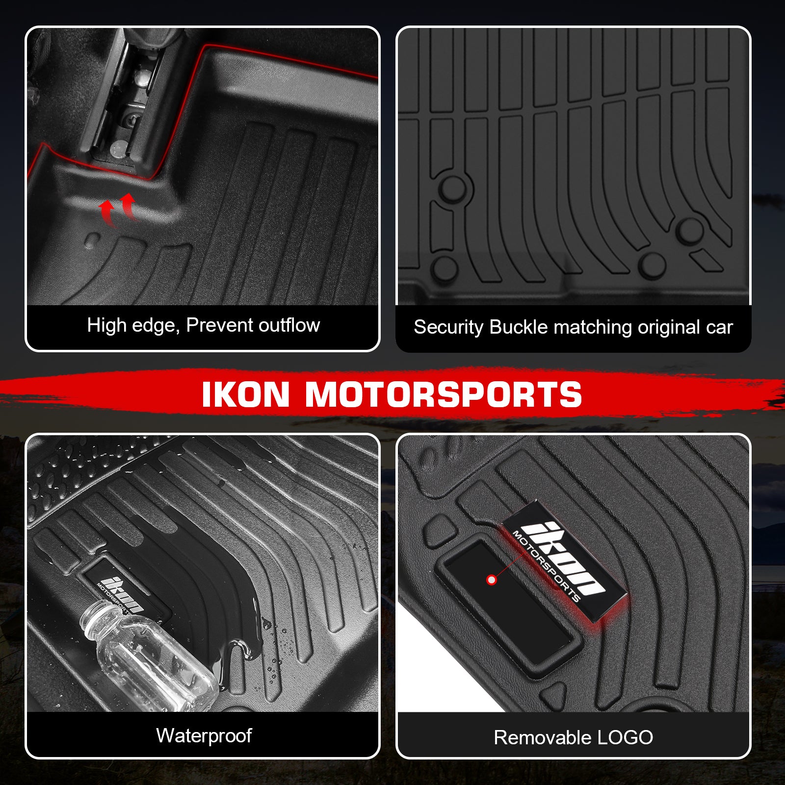 Fits 05-15 Toyota Tacoma Crew Cab 3D Anti-Slip Floor Mats All Weather TPE Carpet