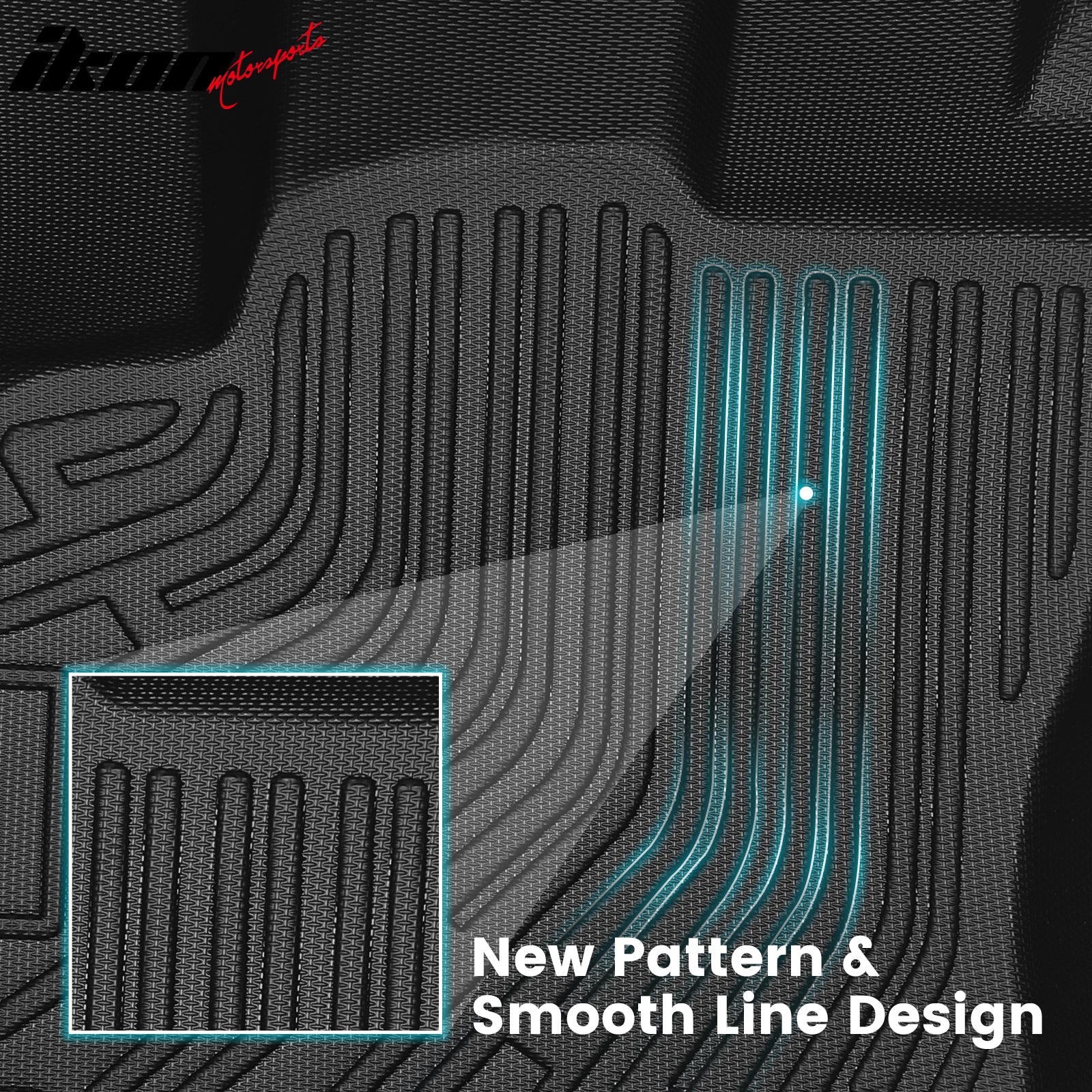 IKON MOTORSPORTS 3D TPE Floor Mats, Compatible with 1998–2003 Ford Ranger Regular Cab & 1998–2004 Mazda B2500 B3000 B4000, All Weather Waterproof Non-Slip Floor Liners, Front Row Carpets, Black