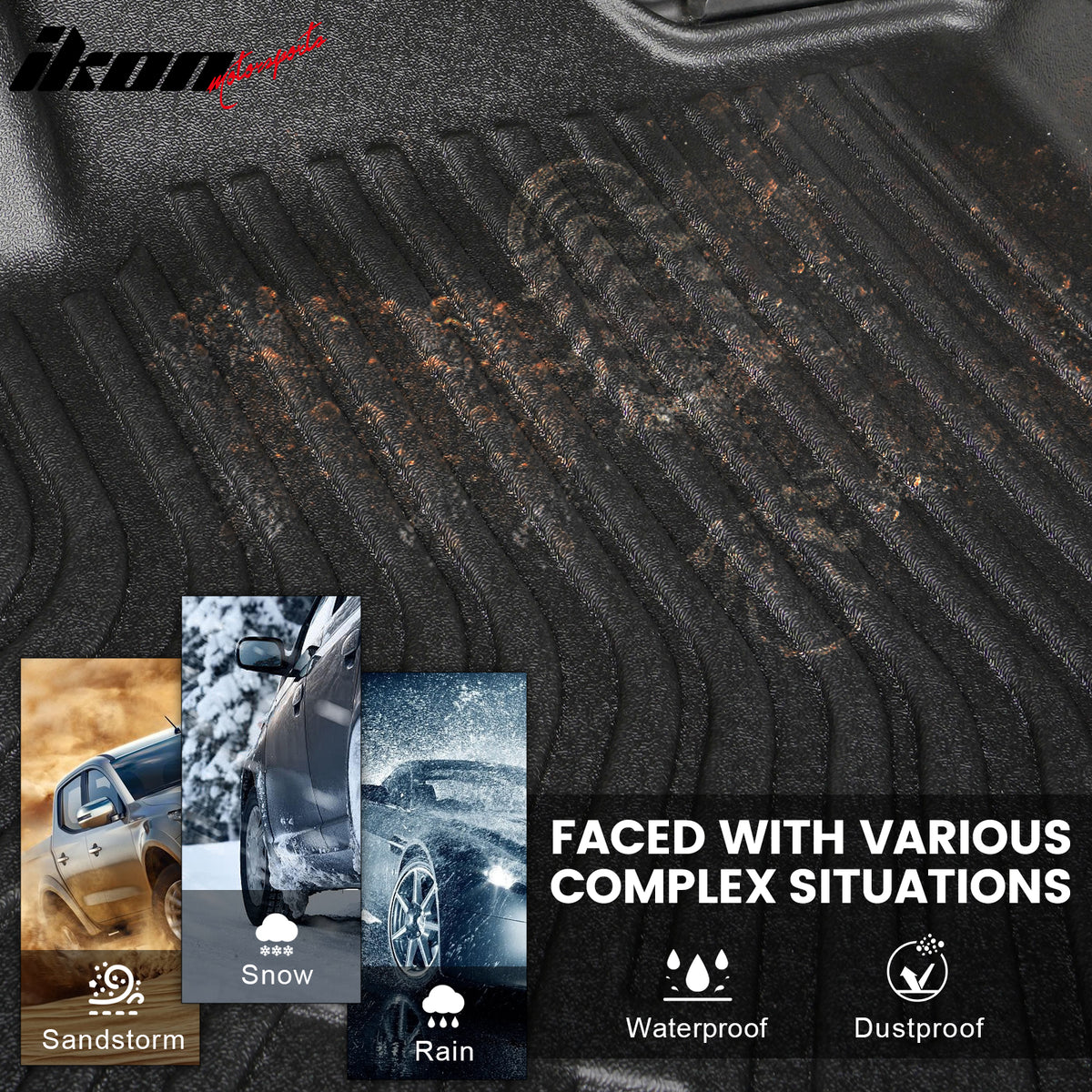 Fits 07-11 Toyota Tundra Double Cab Anti-Slip Floor Mats All Weather TPE Carpets