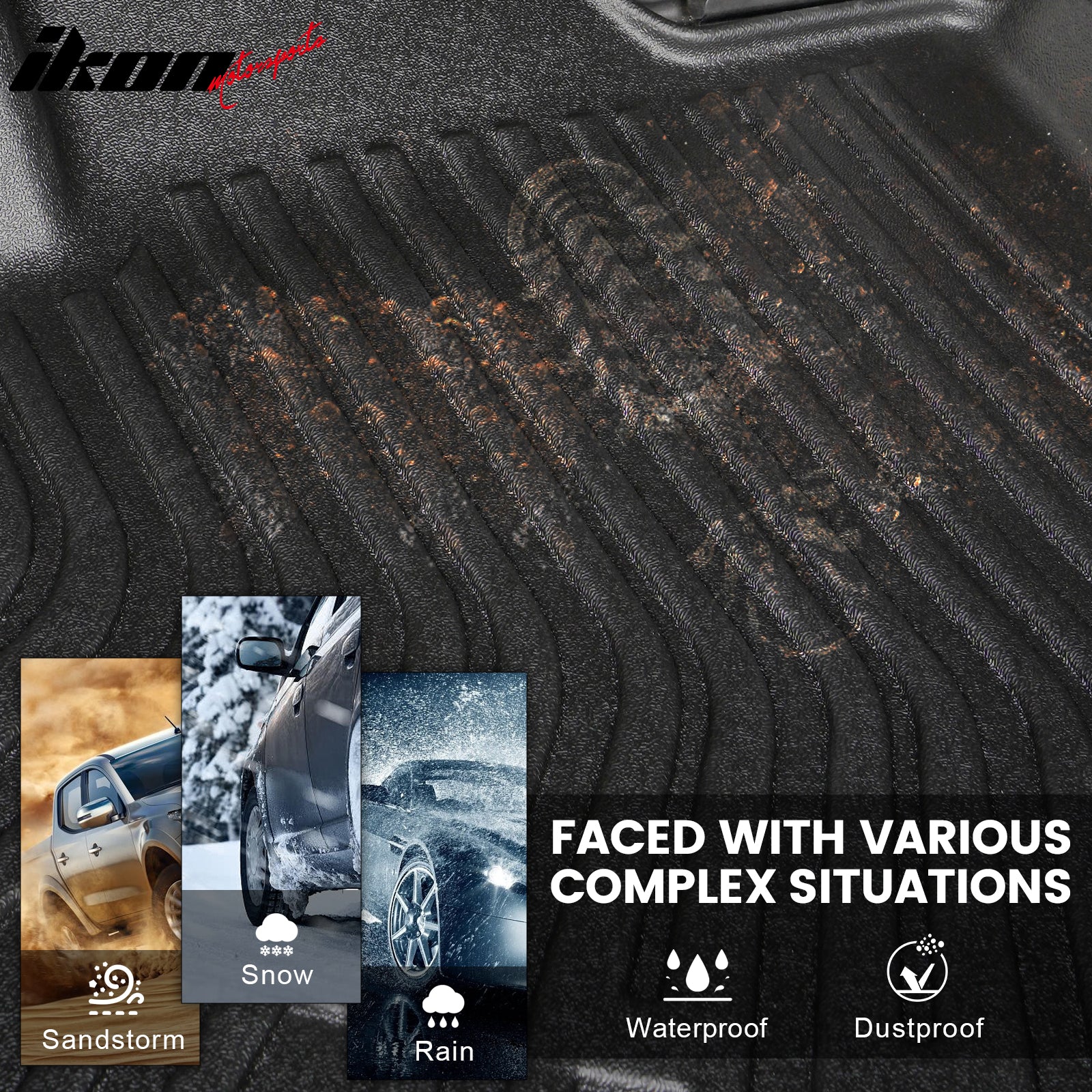 Fits 15-21 Ram ProMaster City Anti-Slip Front Floor Mats All Weather TPE Carpets