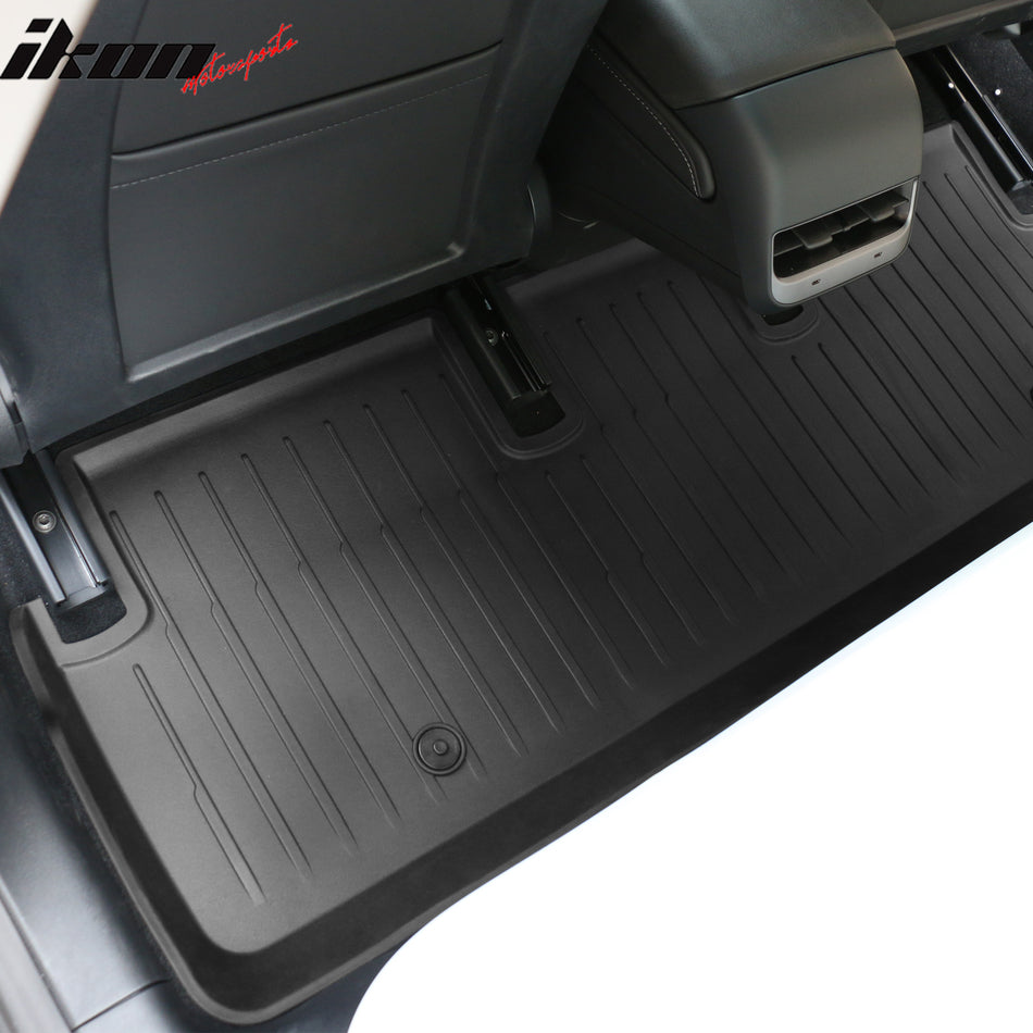IKON MOTORSPORTS 3D Injection TPE Floor Mats, Compatible with 2017-2023 Tesla Model 3, All Weather Waterproof Anti-Slip Floor Liners, Front & 2nd Row Car Interior Accessories, Black