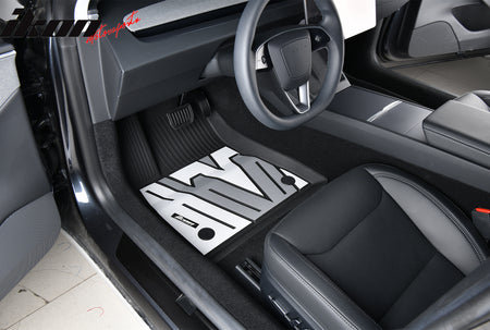 IKON MOTORSPORTS 3D TPE Floor Mats, Compatible with 2024-2025 Tesla Model 3, All Weather Waterproof Non-Slip Floor Liners, Front & 2nd Row Full Set Car Interior Accessories