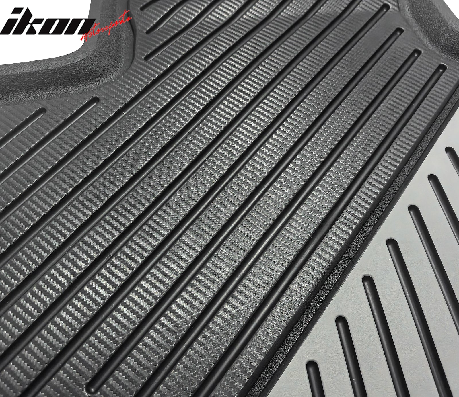 IKON MOTORSPORTS 3D TPE Floor Mats, Compatible with 2020-2024 Tesla Model Y, All Weather Waterproof Non-Slip Floor Liners, Front & 2nd Row Full Set Car Interior Accessories