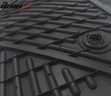 IKON MOTORSPORTS 3D TPE Floor Mats, Compatible with 2020-2024 Tesla Model Y, All Weather Waterproof Non-Slip Floor Liners, Front & 2nd Row Full Set Car Interior Accessories