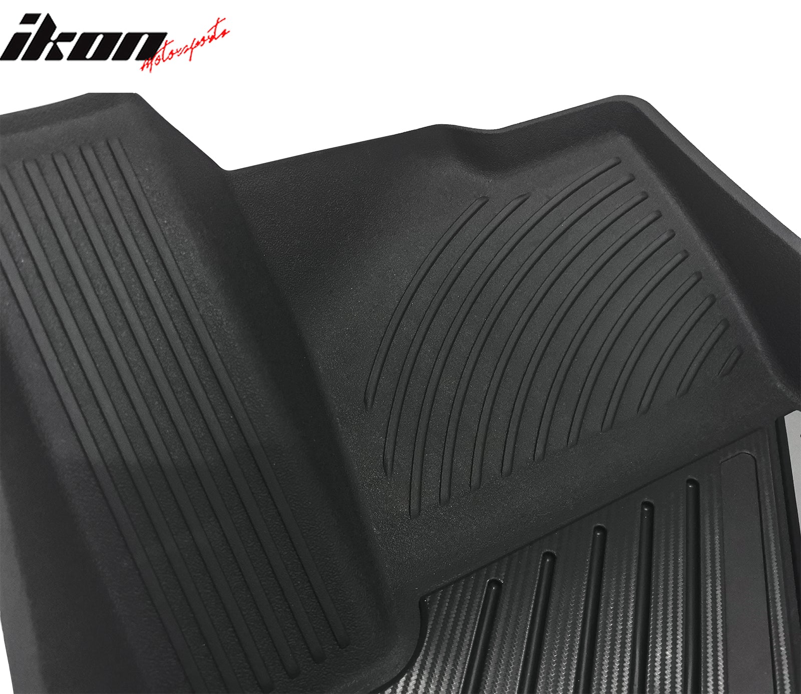 IKON MOTORSPORTS 3D TPE Floor Mats, Compatible with 2020-2024 Tesla Model Y, All Weather Waterproof Non-Slip Floor Liners, Front & 2nd Row Full Set Car Interior Accessories