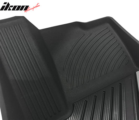 IKON MOTORSPORTS 3D TPE Floor Mats, Compatible with 2020-2024 Tesla Model Y, All Weather Waterproof Non-Slip Floor Liners, Front & 2nd Row Full Set Car Interior Accessories