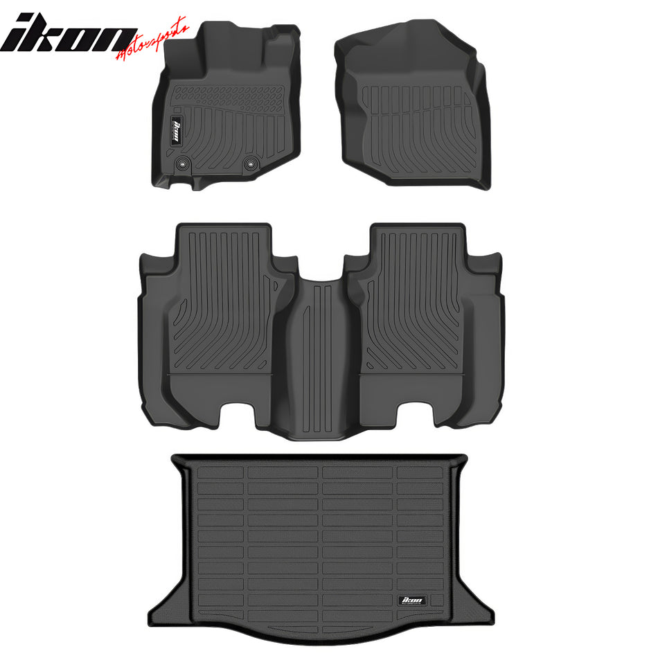 2009-2013 Honda Fit 3D TPE All Weather Waterproof Anti-Slip Front Rear Driver Passenger Side Interior Floor Mats Cargo Liner Carpets + Trun Mat