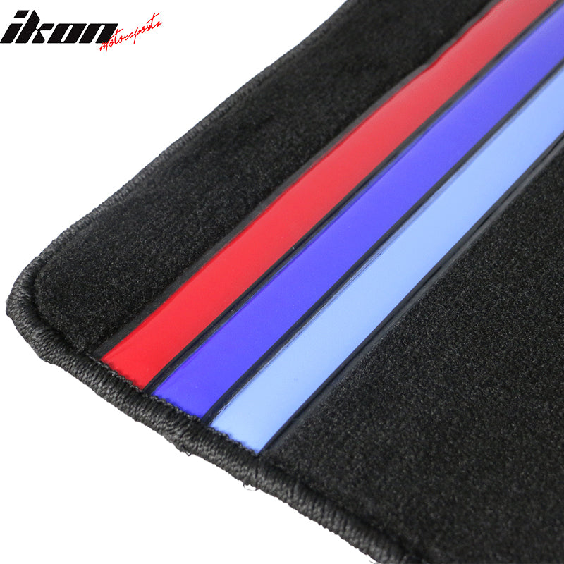 07-12 E70 X5 Floor Mat Nylon Black Front Rear Carpet w/ 3 Color Strip For: (BMW)