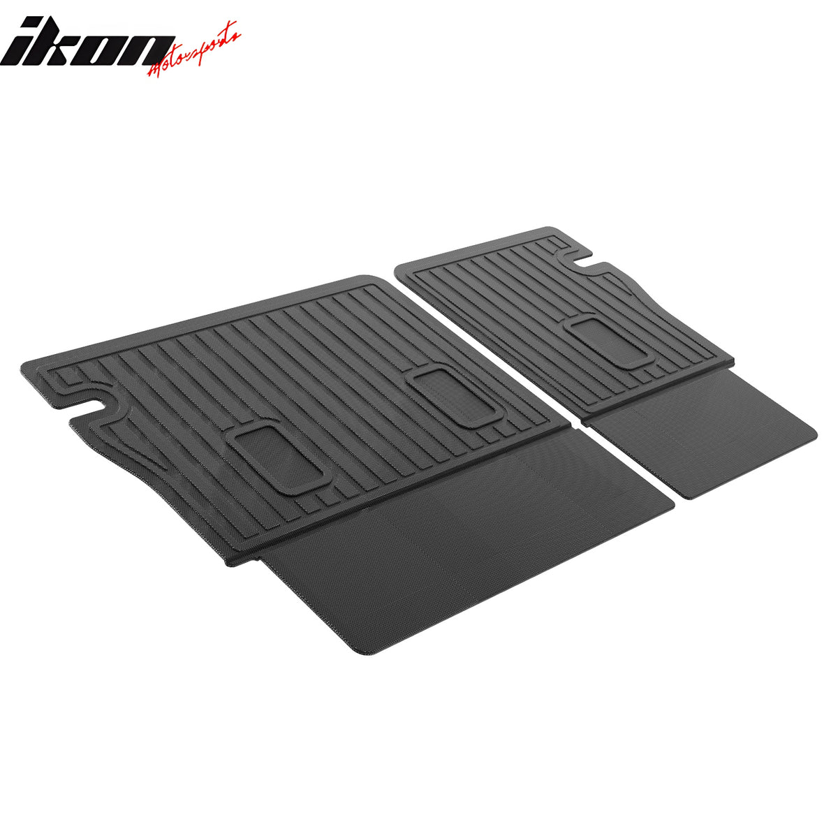 IKON MOTORSPORTS, Backrest Mats Seat Back Protector Compatible With 2024-2025 Chevrolet Equinox EV, Black TPE All Weather Rear Cargo Trunk Liner Backrest Mats Interior Accessories 2PCS