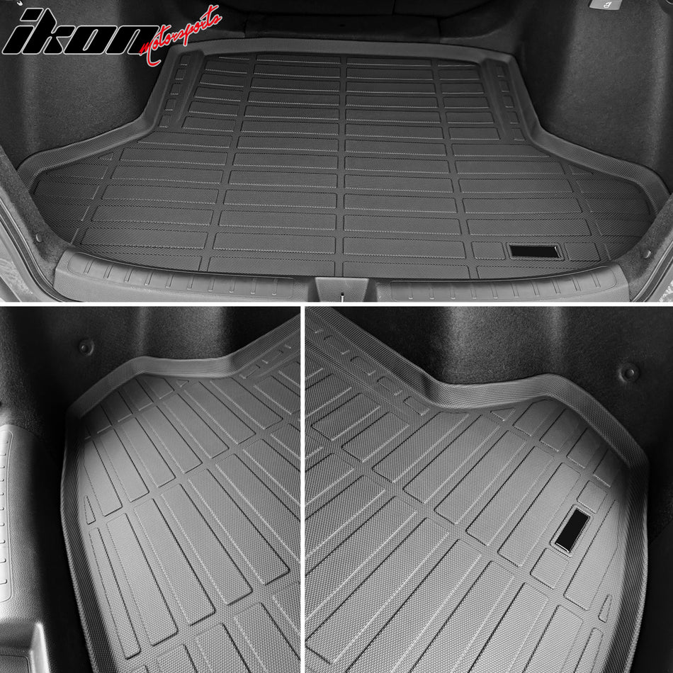 IKON MOTORSPORTS TPE Cargo Trunk Liner, Compatible with 2022-2024 Honda Civic 4-Door Sedan All Models, Custom Fit All Weather Protection Heavy Duty Rear Trunk Tray Cargo Mats Protector, Black