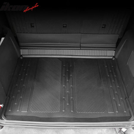 IKON MOTORSPORTS, Trunk Mats Cargo Liner Compatible with 2021-2023 Ford Bronco 4DR, Black Injection TPE All Weather Waterproof Anti-Slip Frunk Trunk Under Cargo Liner Mat Interior Accessories, 2022