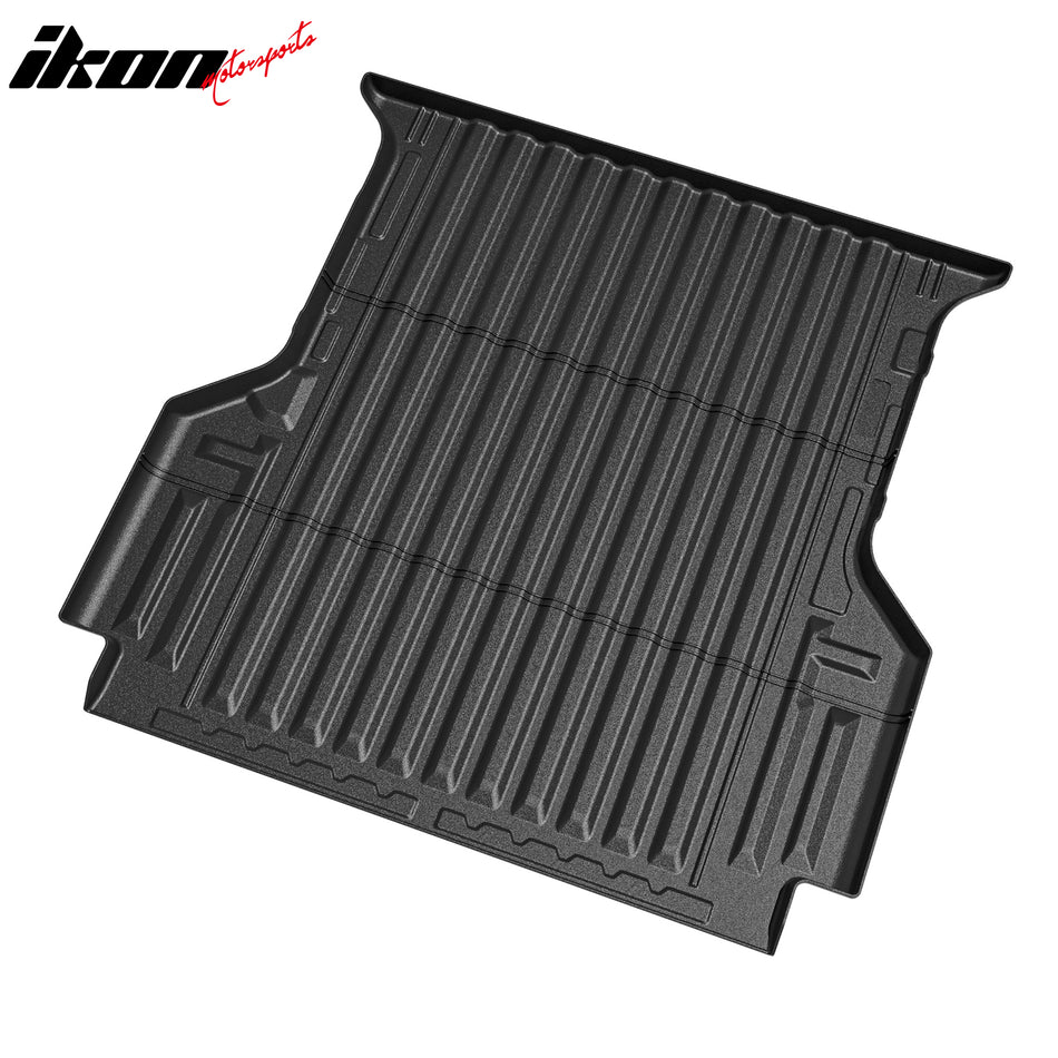 IKON MOTORSPORTS TPE Truck Bed Mat, Compatible with 2024 Ford Ranger Super Crew Cab 5Ft Bed, Custom Fit All Weather Heavy Duty 3D Rear Cargo Trunk Tray Protector Liner 1PC, Black