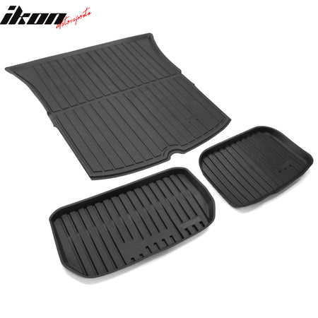 Fits 20-24 Tesla Model Y All Weather Trunk Mats Cargo Liner Injection TPE - 3PCS