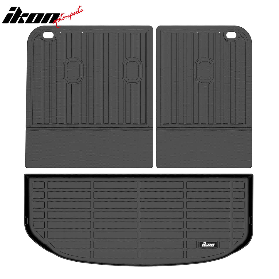 2027 Kia Telluride Behind 3rd Row Seating 3D TPE All Weather Heavy Duty Waterproof Anti-Slip Interior Cargo Liner Carpets Backrest + Rear Trunk Mats