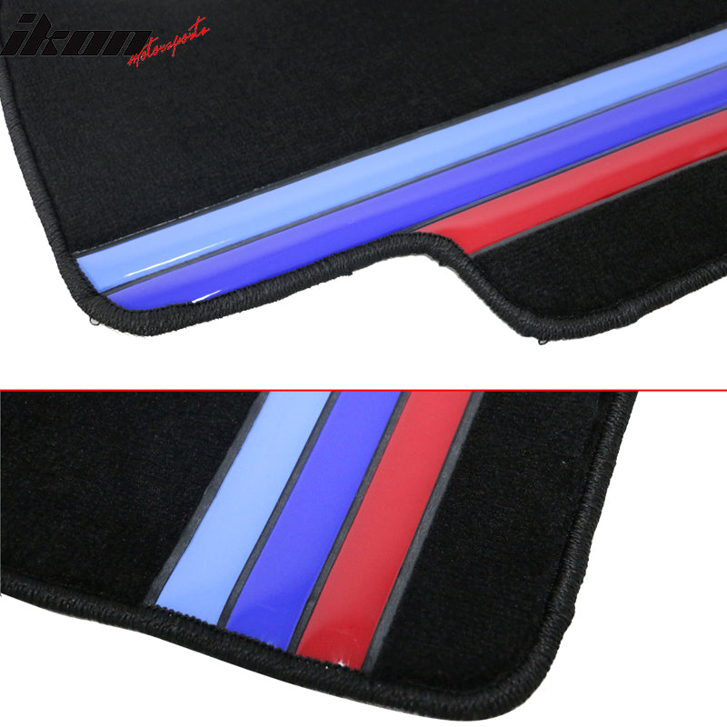 07-12 E70 X5 Floor Mat Nylon Black Front Rear Carpet w/ 3 Color Strip For: (BMW)