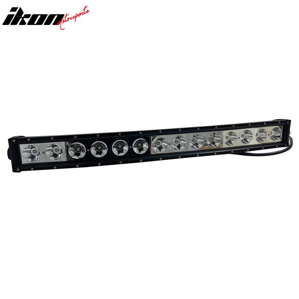 IKON MOTORSPORTS LED Light Bar, Compatible with Universal, Aluminum Black 31" 140W 14 LED Light Bar Truck SUV ATV Jeep Offroad Driving (30 Degree Flood, 1 Row, S1 Side Mount Rivets)