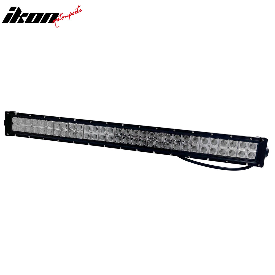 IKON MOTORSPORTS LED Light Bar, Compatible with Universal, Aluminum Black 31" 180W 60 LED Light Bar Dual Row Spot Flood Combo Truck SUV Offroad Driving (30 Flood Center + 60 Flood Outer; S1 Rivets)
