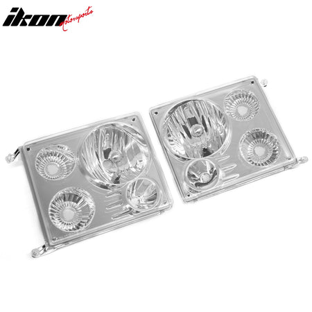 IKON MOTORSPORTS Headlights Assembly, Compatible with 1988-1993 Chevy C/K, 1992-1993 C/K 1500 2500 Suburban, 1992-1993 Blazer Full Size, Chrome Housing Front Bumper Driving Head Lamp, Pair