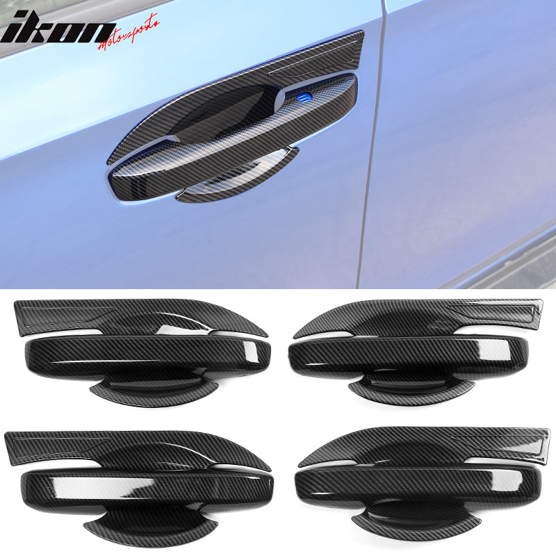 IKON MOTORSPORTS, Door Handle Cover & Bowl Handle Cover Trim Compatible With 2022-2024 Honda Civic Sedan & Hatchback, ABS Plastic Exterior Door Knob Covers - 4PCS