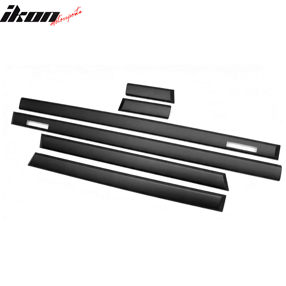 IKON MOTORSPORTS Door Side Body Molding Trim, Compatible with 1992-1998 BMW E36 3-Series 318i 323i 328i 325i 320i Sedan 4-Door, M3 Style Black Door Protector Moulding Trim Cover Replacement, 6PCS