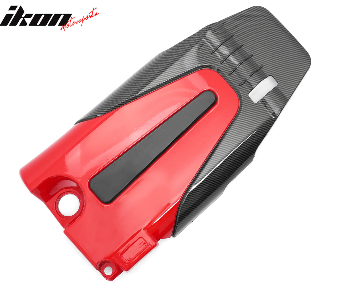 IKON MOTORSPORTS, Engine Valve Cover Compatible with 2022-2026 Honda Civic 11th Gen 1.5L, Type R Style Carbon Fiber Paint & Red ABS Plastic Add on Top Engine Cover Plate