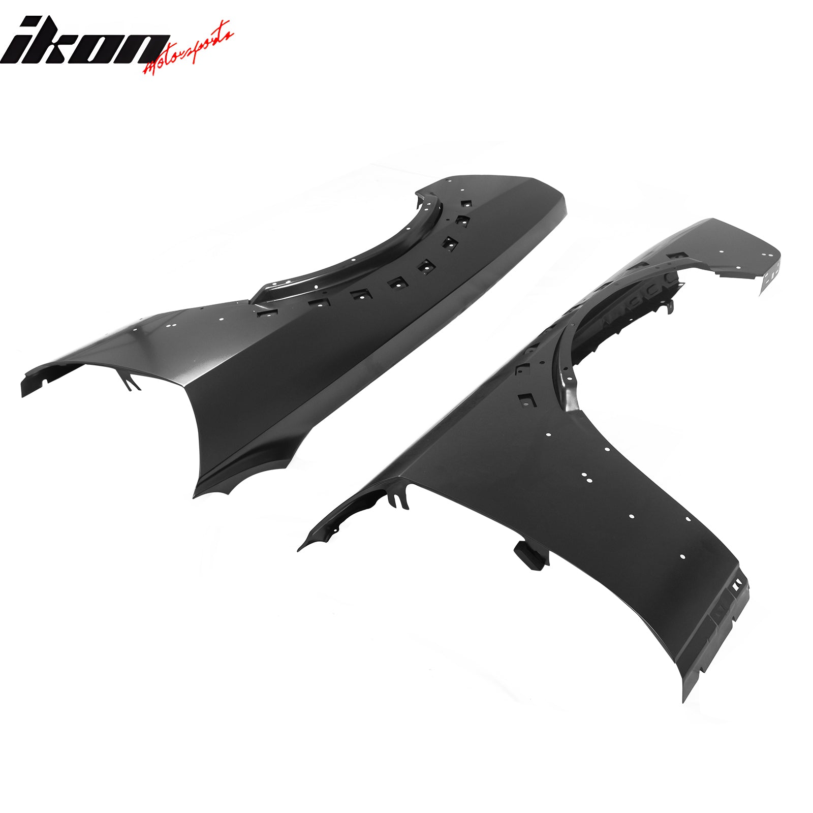 IKON MOTORSPORTS, Front Fenders Compatible with 2018-2023 Dodge Challenger Widebody, OE Style Iron Black Driver Passenger Side Vented Panel Replacement Cover