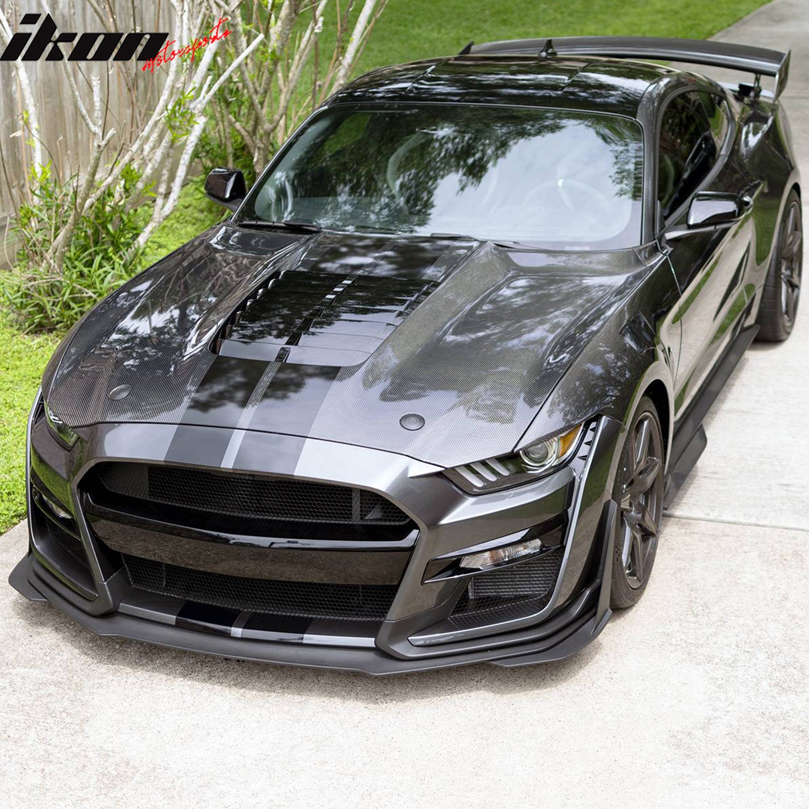 IKON MOTORSPORTS, Front Fenders Compatible with 2015-2017 Ford Mustang V6/GT, GT500KR Style Aluminum Black Driver Passenger Side Vented Panel Replacement Cover