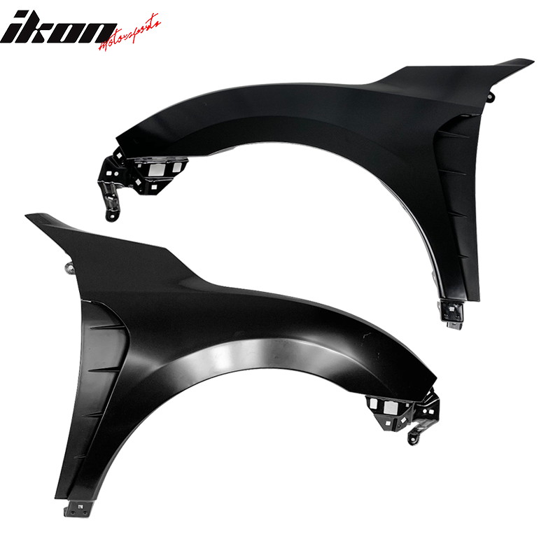 IKON MOTORSPORTS, Fender Compatible With 2016-2020 Honda Civic, T-R Style Steel Front Fender Flares Trim W/ Inserts Unpainted