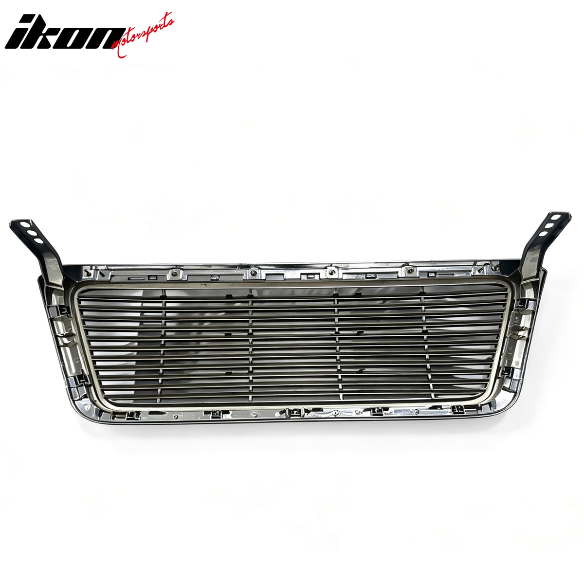 IKON MOTORSPORTS Front Upper Grille, Compatible with 2004-2008 Ford F-150, Black Replacement Front Bumper Hood Grill, 1Piece