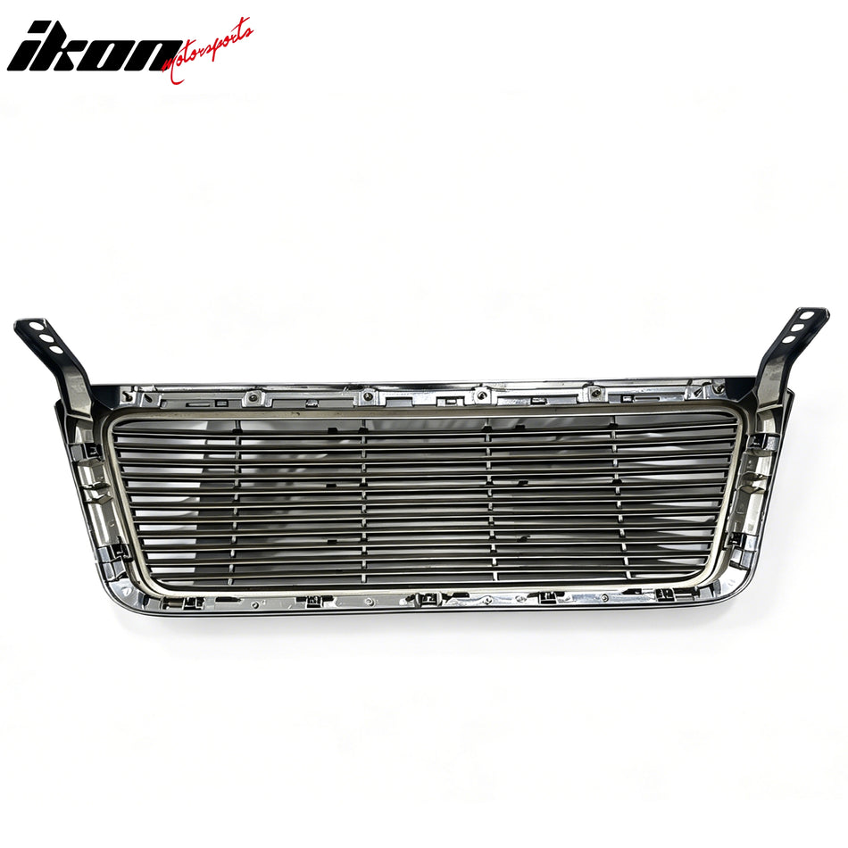 IKON MOTORSPORTS Front Upper Grille, Compatible with 2004-2008 Ford F-150, Black Replacement Front Bumper Hood Grill, 1Piece