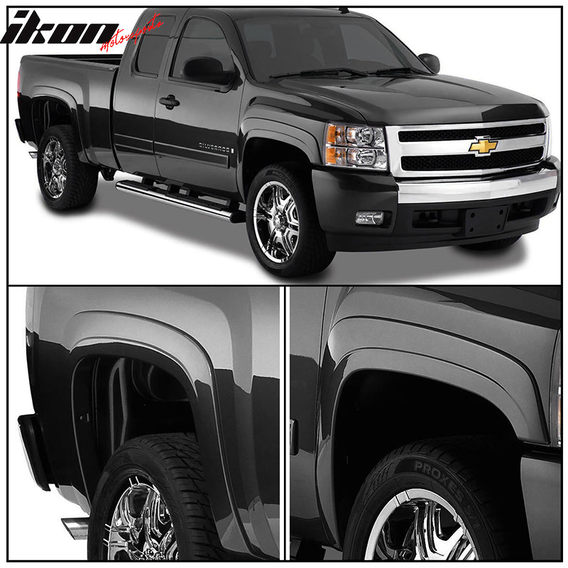 Fit 07-13 Silverado 1500 69.3" Short Bed OE Style Fender Flares 4PC Unpainted PP