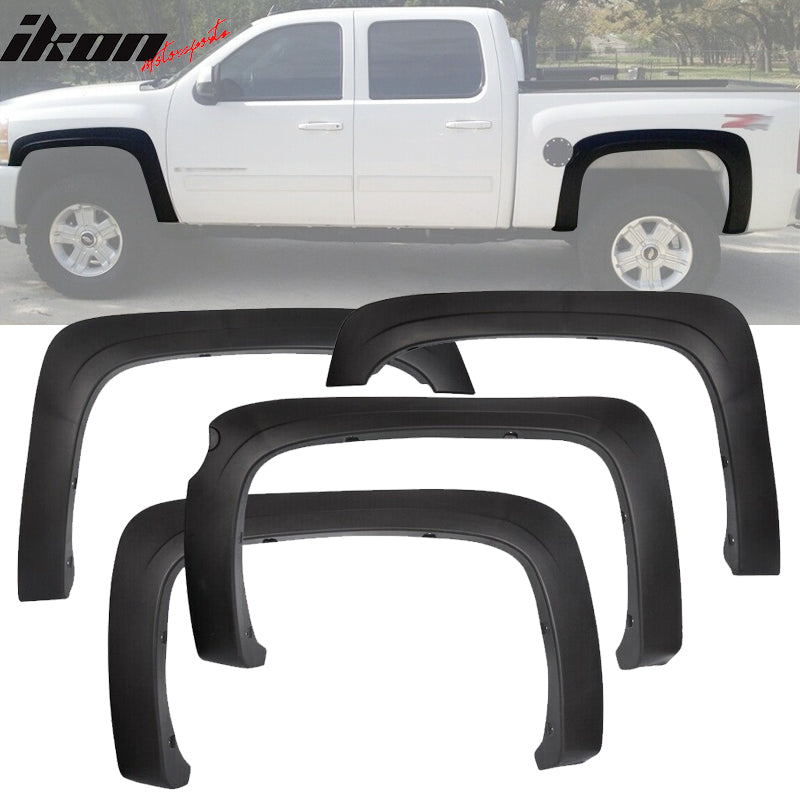 2007-2013 Chevy Silverado 1500 69.3" Short Bed Black Fender Flare 4PC