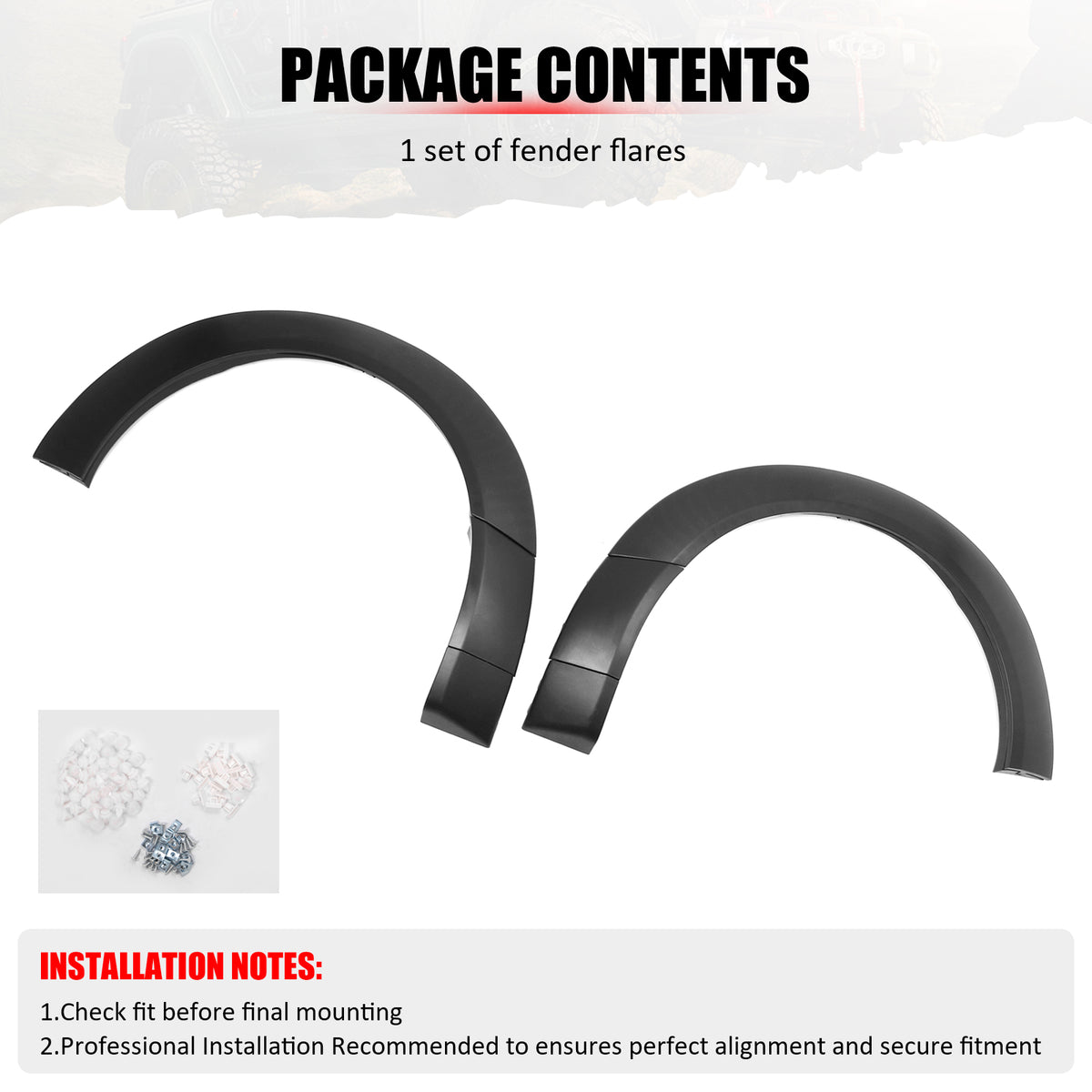 For 18-23 Dodge Challenger Widebody OE Style Rear Fender Flares Unpainted 2PCS