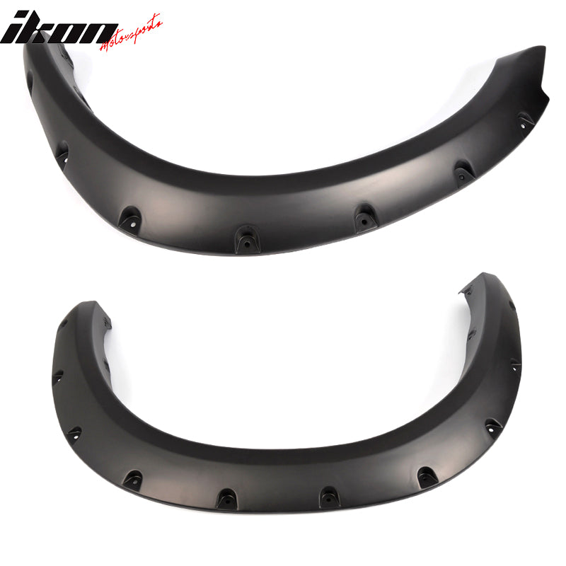 Fender Flares Compatible With 2010-2018 Dodge Ram 2500 3500, Pocket Rivet Style Black PP Smooth Front Rear Right Left Wheel Cover Protector Vent Trim by IKON MOTORSPORTS, 2011 2012 2013 2014 2015