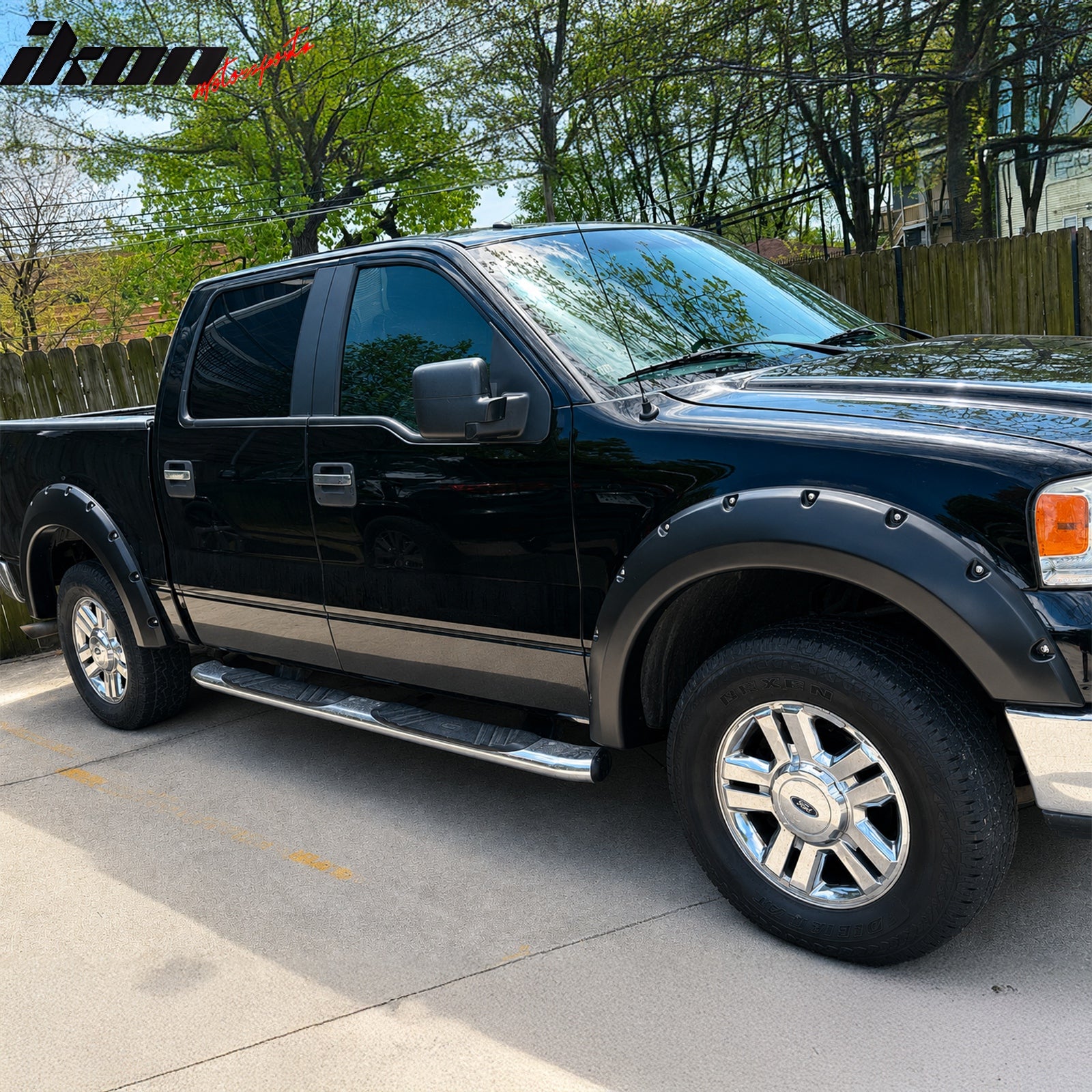 Fit 04-08 Ford F-150 Pocket Rivet Style 4PC Fender Flare Wheel Cover Matte Black