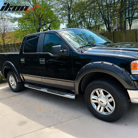 Fit 04-08 Ford F-150 Pocket Rivet Style 4PC Fender Flare Wheel Cover Matte Black