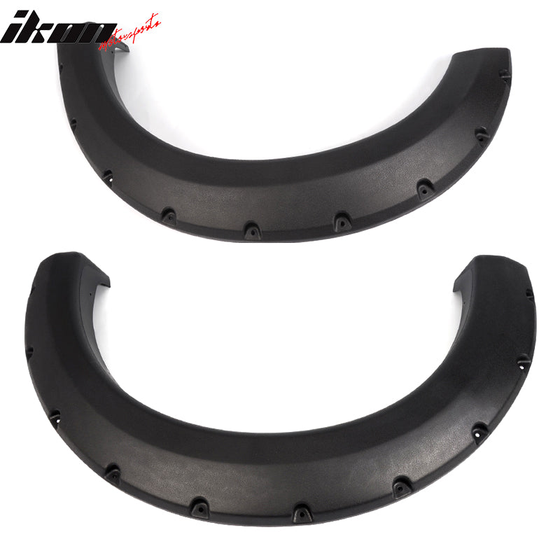 Fender Flares Compatible With 2004-2008 Ford F150, Pocket Rivet Style Black PP Textured Front Rear Right Left Wheel Cover Protector Vent Trim by IKON MOTORSPORTS, 2005 2006 2007