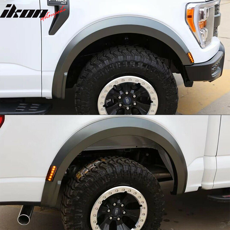 Fits 21-23 Ford F1-50 R Style Fender Flares Wheel Cover 4PC Grey - PP