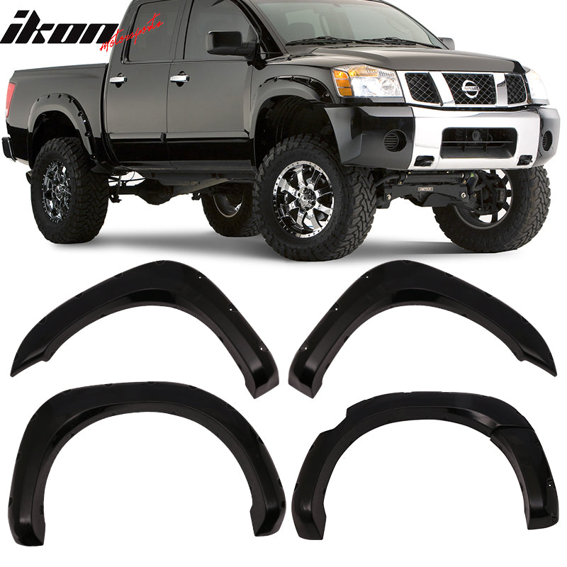 2004-2015 Nissan Titan Pocket Rivet Unpainted Smooth Fender Flares ABS