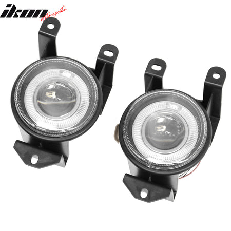 IKON MOTORSPORTS Fog Lights, Compatible with 1999-2006 GMC Sierra 1500 C3/Denali 2001-2005 Yukon C3/Denali, Black Housing Clear Lens Front Bumper Driving Fog Lamp, Pair