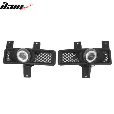 IKON MOTORSPORTS Fog Lights, Compatible with 1997-1998 Ford F-150, Black Housing Clear Lens Front Bumper Driving Fog Lamp, Pair