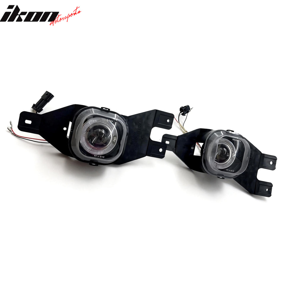 IKON MOTORSPORTS Projector Fog Lights, Compatible with 2001-2004 Ford F-250 F-350, Black Front Bumper Driving Fog Lamp, Pair