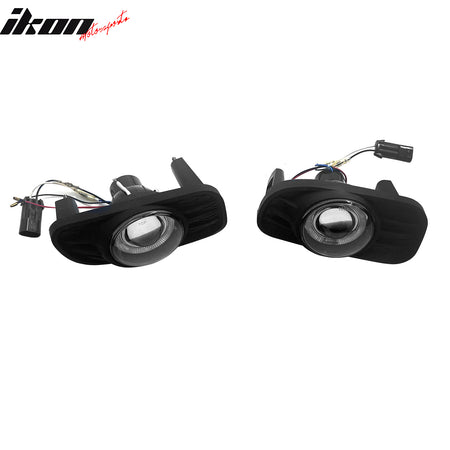 IKON MOTORSPORTS Fog Lights, Compatible with 1999-2003 Jeep Grand Cherokee, Black Housing Clear Lens Front Bumper Driving Fog Lamp, Pair