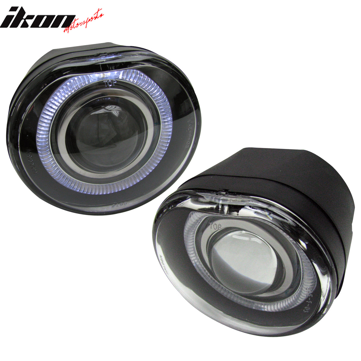 IKON MOTORSPORTS Fog Lights, Compatible with 2002-2004 Jeep Liberty, Clear Lens Black Housing Front Bumper Driving Fog Lamp, Pair