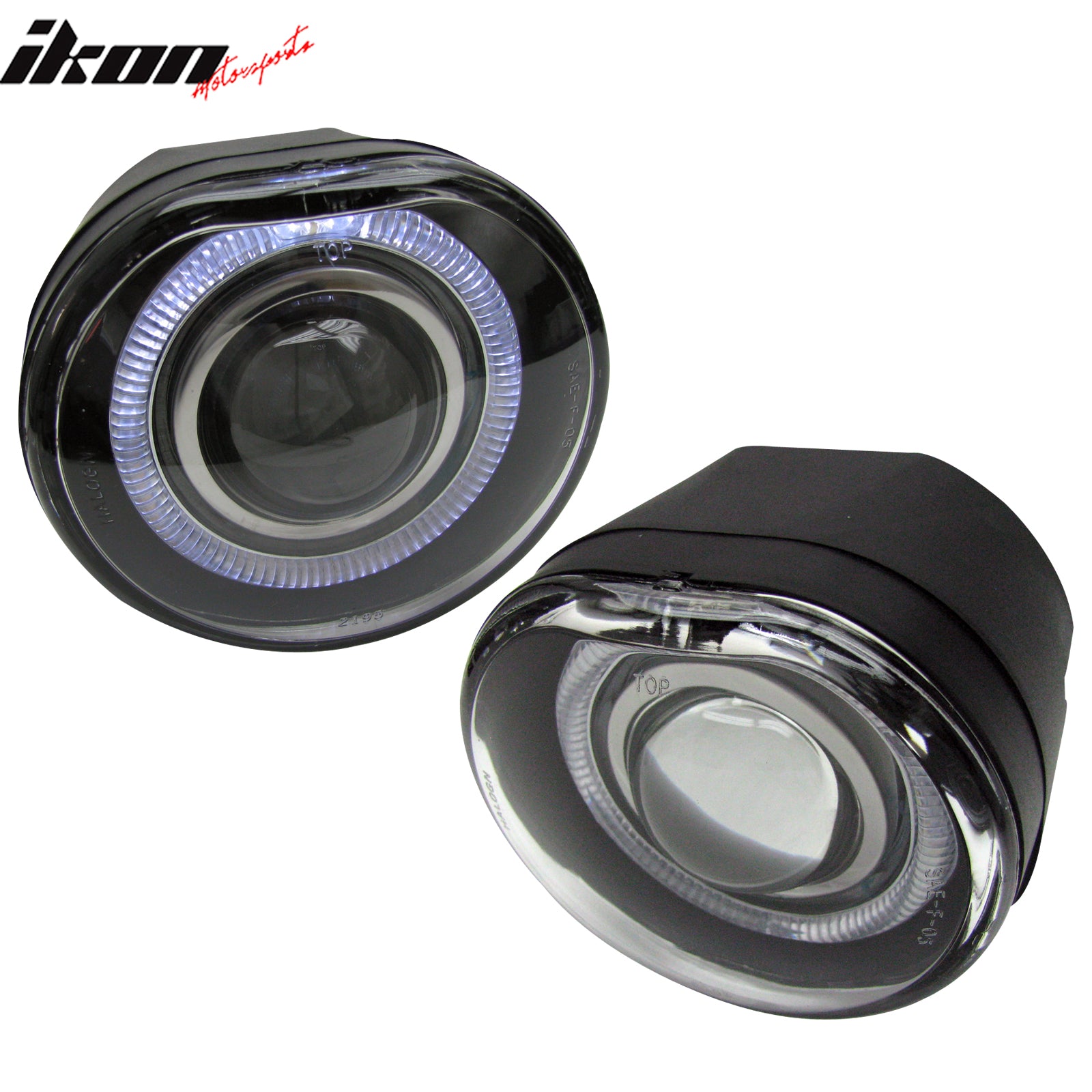 IKON MOTORSPORTS Fog Lights, Compatible with 2002-2004 Jeep Liberty, Clear Lens Black Housing Front Bumper Driving Fog Lamp, Pair
